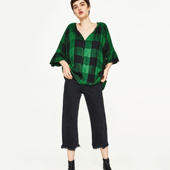 Zara Tops - Zara Green Checker Shirt